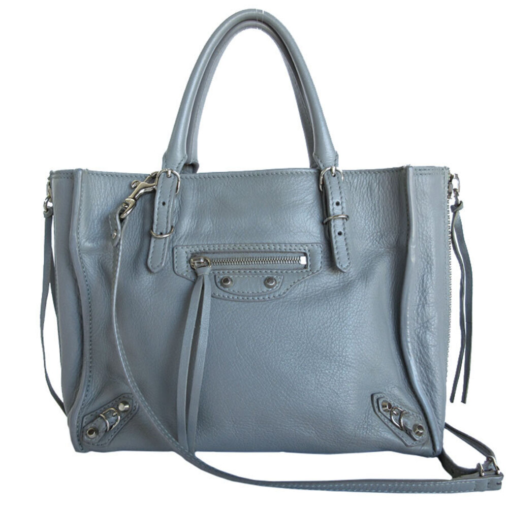Balenciaga Paper Shoulder Bag Gray Silver Leather - Picture 1 of 4
